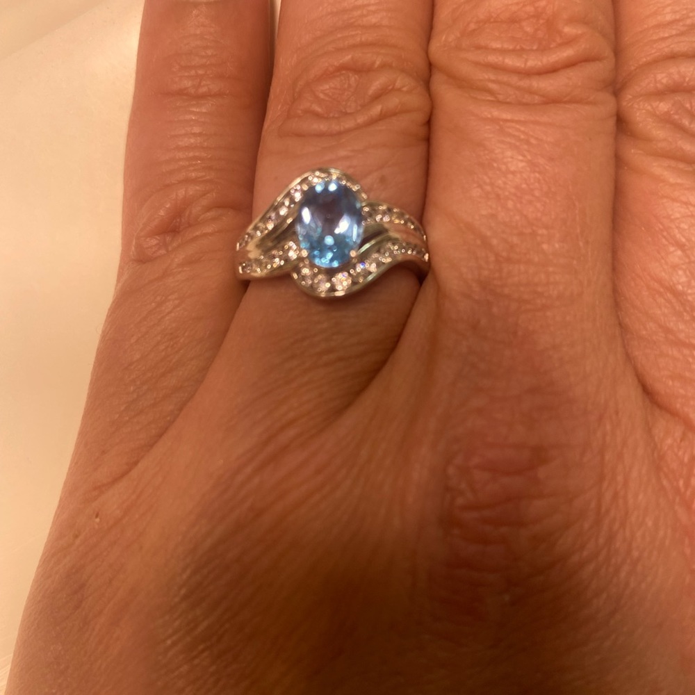 Aquamarine and CZ Ring